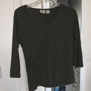 Fashion Bug Olive Long Sleeve V-Neck Top
